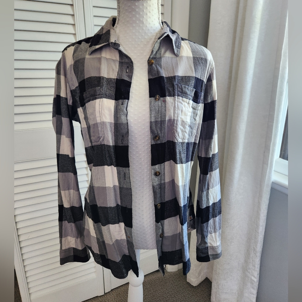 Carhartt Women's Black and White Plaid Button Down Shirt